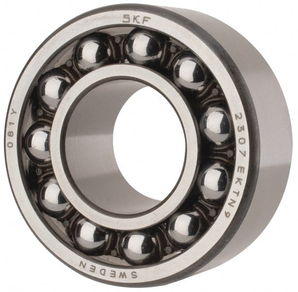 SKF - 35mm Bore Diam, 80mm OD, Open Self Aligning Radial Ball Bearing - 31mm Wide, 2 Rows, Round Bore, 2,520 Lb Static Capacity, 8,930 Lb Dynamic Capacity - Exact Tooling