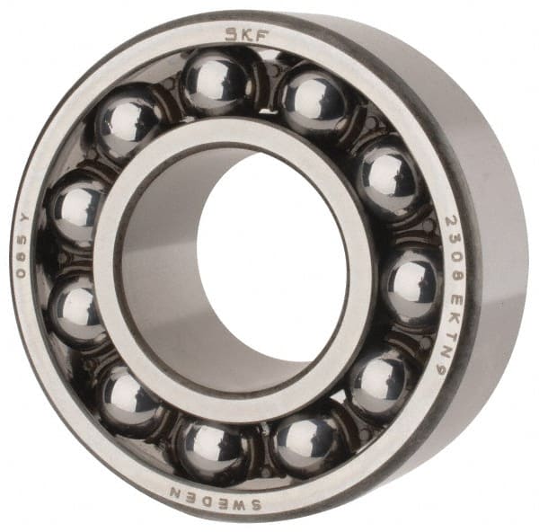 SKF - 40mm Bore Diam, 90mm OD, Open Self Aligning Radial Ball Bearing - 33mm Wide, 2 Rows, Round Bore, 3,600 Lb Static Capacity, 12,100 Lb Dynamic Capacity - Exact Tooling