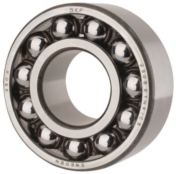 SKF - 40mm Bore Diam, 90mm OD, Open Self Aligning Radial Ball Bearing - 33mm Wide, 2 Rows, Round Bore, 3,600 Lb Static Capacity, 12,100 Lb Dynamic Capacity - Exact Tooling