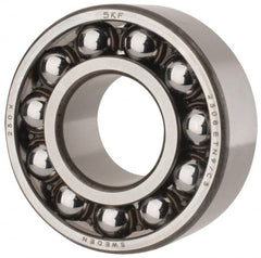 SKF - 40mm Bore Diam, 90mm OD, Open Self Aligning Radial Ball Bearing - 33mm Wide, 2 Rows, Round Bore, 3,600 Lb Static Capacity, 12,100 Lb Dynamic Capacity - Exact Tooling