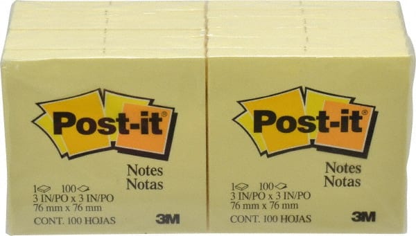 3M - 100 Sheet, 3 x 3", Note Pad/Writing Pad/Notebook - Yellow - Exact Tooling