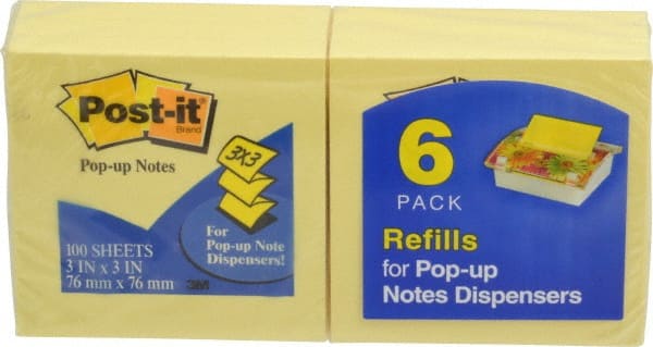 3M - 100 Sheet, 3 x 3", Note Pad/Writing Pad/Notebook - Yellow - Exact Tooling