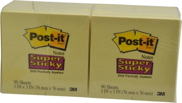 3M - 90 Sheet, 3 x 3", Note Pad/Writing Pad/Notebook - Yellow - Exact Tooling