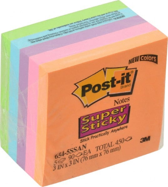 3M - 90 Sheet, 3 x 3", Note Pad/Writing Pad/Notebook - Neon Colors - Exact Tooling
