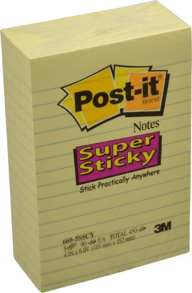 3M - 90 Sheet, 4 x 6", Note Pad/Writing Pad/Notebook - Yellow - Exact Tooling
