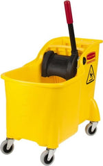Rubbermaid - 31 Qt Plastic Bucket & Wringer - 22-5/8" Long x 32-1/4" High x 13-1/4" Wide, Yellow - Exact Tooling