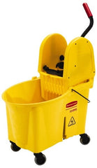 Rubbermaid - 44 Qt Plastic Bucket & Wringer - 26-3/4" Long x 38-3/4" High x 18-1/8" Wide, Yellow - Exact Tooling