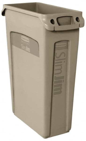 Rubbermaid - 23 Gal Beige Rectangle Trash Can - Polyethylene, 30" High x 22" Long x 11" Wide - Exact Tooling
