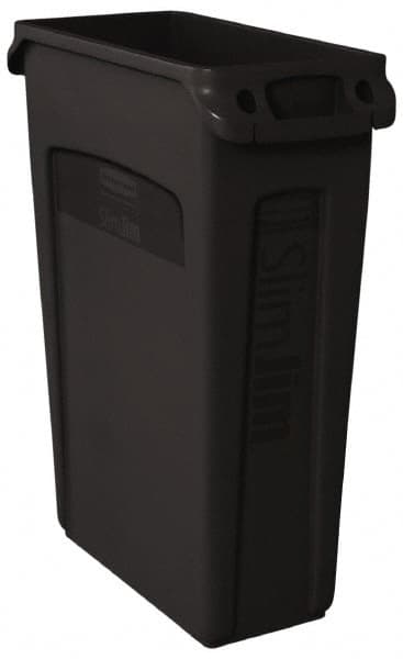 Rubbermaid - 23 Gal Black Rectangle Trash Can - Polyethylene, 30" High x 22" Long x 11" Wide - Exact Tooling