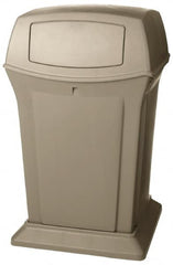Rubbermaid - 45 Gal Beige Square Trash Can - Polyethylene, 41-1/2" High x 24-7/8" Long x 24-7/8" Wide - Exact Tooling
