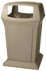 Rubbermaid - 45 Gal Beige Square Trash Can - Polyethylene, 41-1/2" High x 24-7/8" Long x 24-7/8" Wide - Exact Tooling