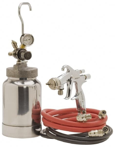 Binks - High Volume/Low Pressure Paint Spray Gun - 2 Qt Capacity, 50 Max psi, 10 to 14 CFM, For Adhesives, Enamels, Epoxies, Lacquers, Latex, Polyurethanes, Primers, Sealers, Stains, Varnishes - Exact Tooling