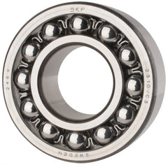 SKF - 50mm Bore Diam, 110mm OD, Open Self Aligning Radial Ball Bearing - 40mm Wide, 2 Rows, Round Bore, 4,500 Lb Static Capacity, 14,300 Lb Dynamic Capacity - Exact Tooling