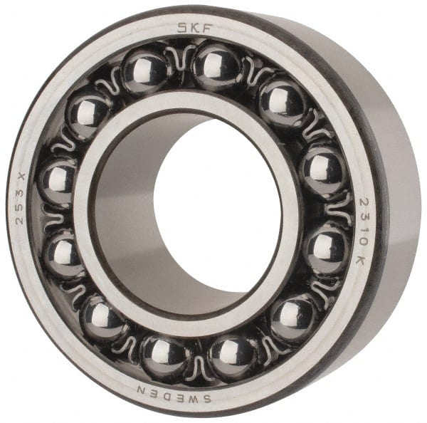 SKF - 50mm Bore Diam, 110mm OD, Open Self Aligning Radial Ball Bearing - 40mm Wide, 2 Rows, Round Bore, 4,500 Lb Static Capacity, 14,300 Lb Dynamic Capacity - Exact Tooling