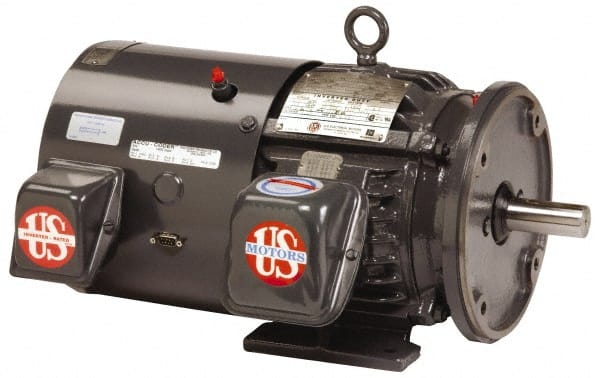 US Motors - 15 hp, TEFC Enclosure, No Thermal Protection, 1,775 RPM, 230/460 Volt, 60 Hz, Three Phase Premium Efficient Motor - Size 254 Frame, Rigid Mount, 1 Speed, Ball Bearings, 37/18.4 Full Load Amps, F Class Insulation, Reversible - Exact Tooling