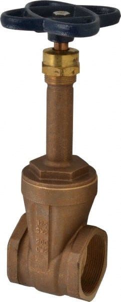 NIBCO - 2" Pipe, Class 125, Threaded Bronze Solid Wedge Rising Stem Gate Valve - 200 WOG, 125 WSP, Screw-In Bonnet - Exact Tooling