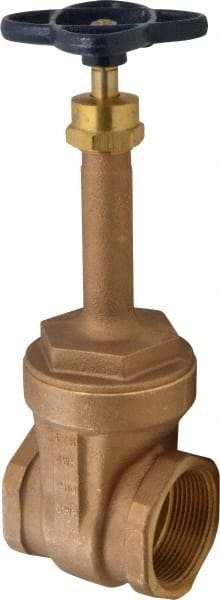 NIBCO - 2-1/2" Pipe, Class 125, Threaded Bronze Solid Wedge Rising Stem Gate Valve - 200 WOG, 125 WSP, Screw-In Bonnet - Exact Tooling