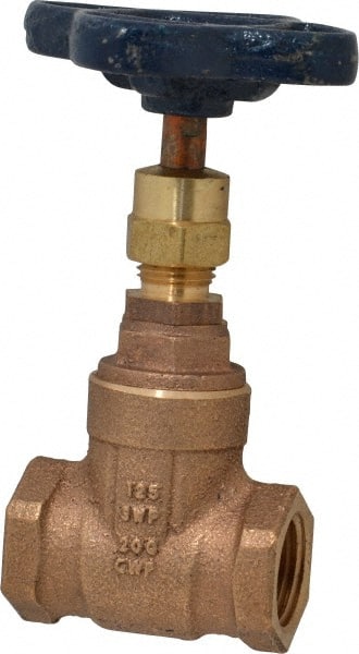 NIBCO - 1/2" Pipe, Class 125, Threaded Bronze Solid Wedge Stem Gate Valve - 200 WOG, 125 WSP, Screw-In Bonnet - Exact Tooling