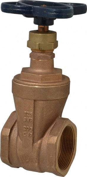 NIBCO - 2" Pipe, Class 125, Threaded Bronze Solid Wedge Stem Gate Valve - 200 WOG, 125 WSP, Screw-In Bonnet - Exact Tooling