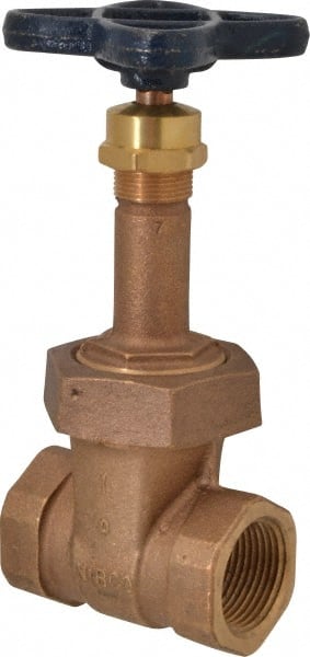 NIBCO - 1" Pipe, Class 125, Threaded Bronze Solid Wedge Rising Stem Gate Valve - 200 WOG, 125 WSP, Union Bonnet - Exact Tooling