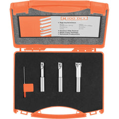 Micro 100 - Indexable End Mill Sets; Minimum Cutting Diameter (Inch): 3/8 ; Maximum Cutting Diameter (Inch): 5/8 ; Minimum Shank Diameter (Inch): 1/2 ; Minimum Shank Diameter (Decimal Inch): 0.5000 ; Maximum Shank Diameter (Inch): 1/2 ; Maximum Shank Dia - Exact Tooling