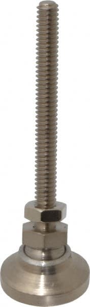 Gibraltar - 1/4-20 Bolt Thread, Studded Pivotal Stud Mount Leveling Pad & Mount - 1,000 Max Lb Capacity, 1" Base Diam - Exact Tooling