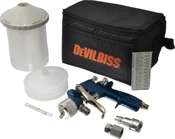 DeVilbiss - Siphon Feed Paint Spray Gun - 24 oz Capacity, 100 Max psi, 9.9 to 40 CFM, For Enamels, Epoxies, Lacquers, Polyurethanes, Primers, Sealers, Stains, Thinned Latex, Varnishes - Exact Tooling
