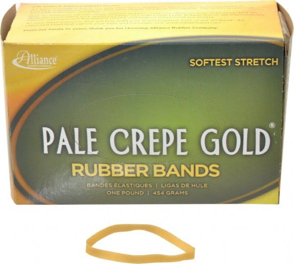 Alliance - 4 Inch Circumference, 1/4 Inch Wide, Pale Crepe Gold Rubber Band Strapping - 490 Pieces - Exact Tooling