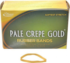 Alliance - 4 Inch Circumference, 1/4 Inch Wide, Pale Crepe Gold Rubber Band Strapping - 490 Pieces - Exact Tooling