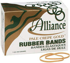 Alliance - 4 Inch Circumference, 1/8 Inch Wide, Pale Crepe Gold Rubber Band Strapping - 970 Pieces - Exact Tooling