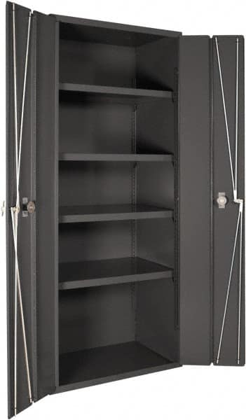 Durham - 4 Shelf Locking Storage Cabinet - Steel, 36" Wide x 24" Deep x 84" High, Gray - Exact Tooling