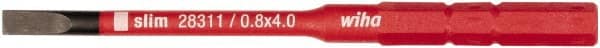 Wiha - 4mm Blade, 15/64" Drive Slotted Screwdriver Bit - 2-61/64" OAL - Exact Tooling