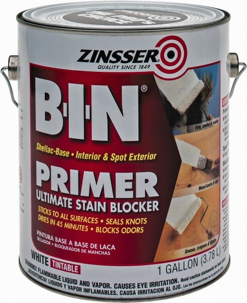 Zinsser - 1 Gal White Primer - 400 to 500 Sq Ft Coverage, 549 gL Content, Quick Drying - Exact Tooling