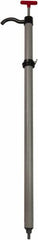 Value Collection - 19/32" Outlet, PVC Hand Operated Drum Pump - 22 oz per Stroke, 38" OAL, For Water Based Fluids, Light Oils, Mild Acids & Corrosive Soaps, Detergents, Waxes, Deodorants - Exact Tooling
