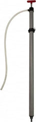 Value Collection - 19/32" Outlet, PVC Hand Operated Drum Pump - 22 oz per Stroke, 38" OAL, For Most Liquid Chemicals - Exact Tooling