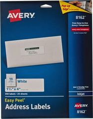 AVERY - 4" Long, White Paper Shipping Label - For Inkjet Printers - Exact Tooling