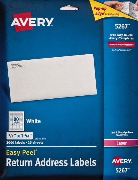 AVERY - 1-3/4" Long, White Paper Shipping Label - For Laser Printers - Exact Tooling