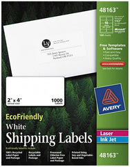 AVERY - 2" Wide x 4" Long, White Paper Shipping Label - For Laser/Inkjet Printers - Exact Tooling
