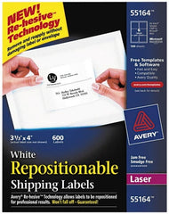 AVERY - 4" Long, White Paper Shipping Label - For Laser Printers - Exact Tooling