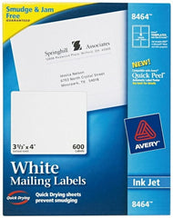 AVERY - 3.33" Wide x 4" Long, White Paper Shipping Label - For Inkjet Printers - Exact Tooling