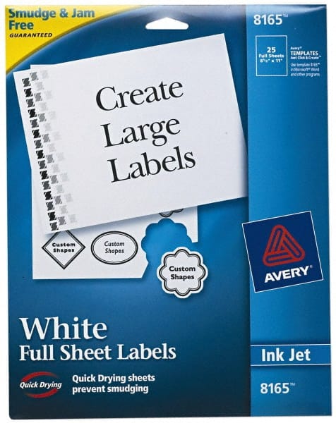 AVERY - 11" Long, White Paper Shipping Label - For Inkjet Printers - Exact Tooling