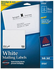 AVERY - 4" Long, White Shipping Label - For Inkjet Printers - Exact Tooling