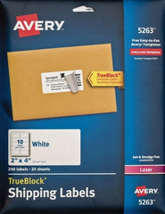 AVERY - 2" Wide x 4" Long, White Paper Shipping Label - For Laser Printers - Exact Tooling