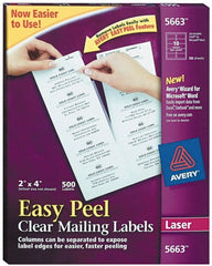 AVERY - 2" Wide x 4" Long, Clear Shipping Label - For Laser Printers - Exact Tooling