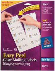 AVERY - 2" Wide x 4" Long, Clear Shipping Label - For Inkjet Printers - Exact Tooling
