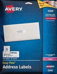 AVERY - 1" Wide x 2-5/8" Long, White Paper Shipping Label - For Laser Printers - Exact Tooling