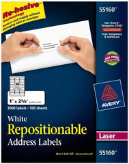 AVERY - 1" Wide x 2-5/8" Long, White Paper Shipping Label - For Laser Printers - Exact Tooling