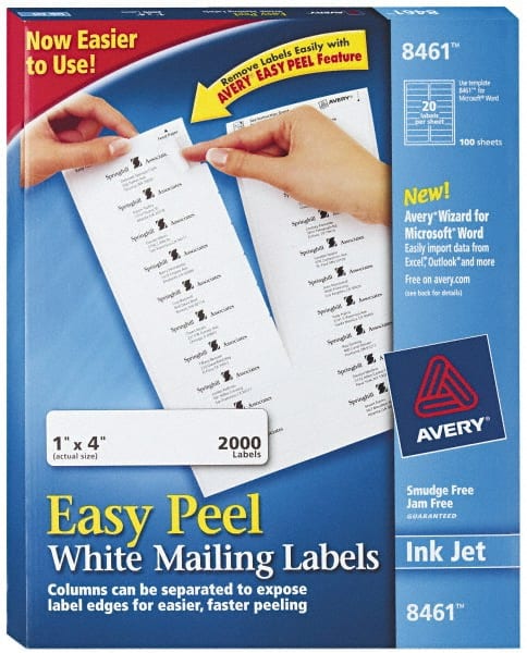 AVERY - 1" Wide x 4" Long, White Paper Shipping Label - For Inkjet Printers - Exact Tooling