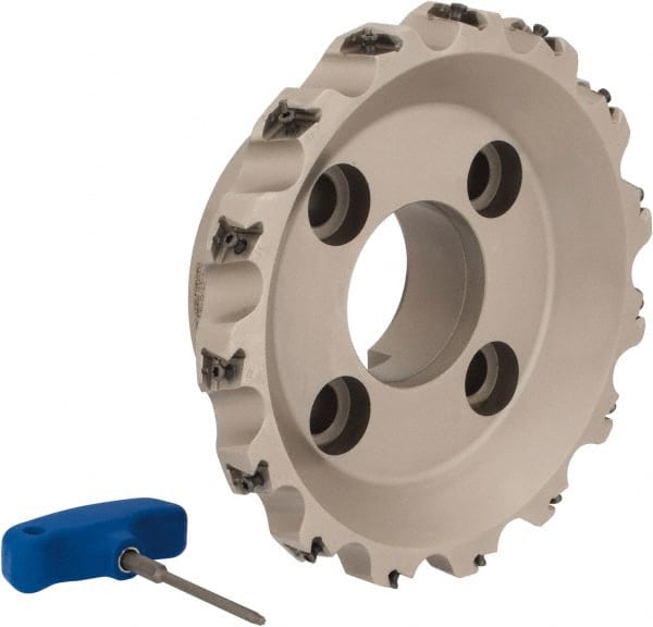 Iscar - 15 Inserts, 8" Cut Diam, 2-1/2" Arbor Diam, 0.492" Max Depth of Cut, Indexable Square-Shoulder Face Mill - 0/90° Lead Angle, 2-1/2" High, T490 LN.T 1306 Insert Compatibility, Series Helitang - Exact Tooling