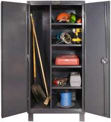 Durham - 4 Shelf Combination Storage Cabinet - Steel, 36" Wide x 24" Deep x 78" High, Gray - Exact Tooling